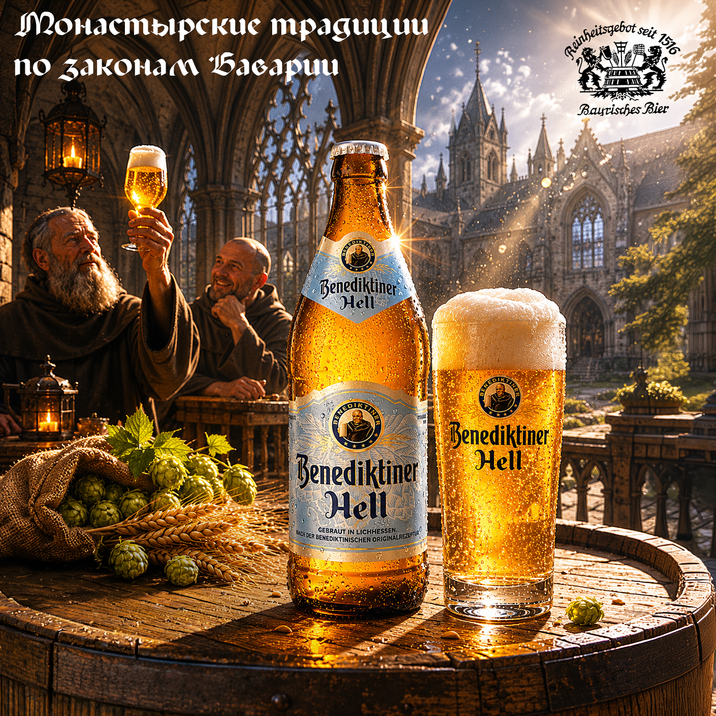 Настоящий баварский Helles, вдохновлённый традициями монастыря Этталь, основанного ещё в 1330 году. Пиво создаётся по немецкому Закону о чистоте пива (Reinheitsgebot): только вода, солод, хмель и дрожжи.